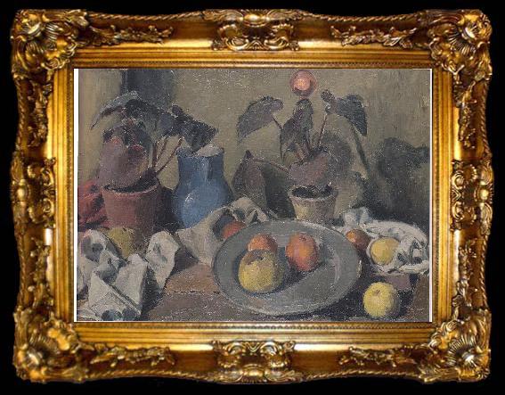 framed  Felix Esterl Still life with fruits, foliage plants and jug, ta009-2